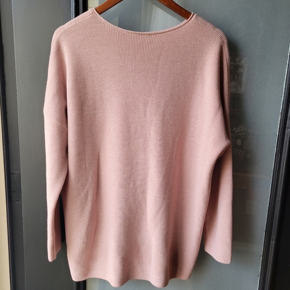 Eileen Fisher Soft Pink Long Sleeve Round Crew Neck Tunic S/P 100% Merino Wool - Picture 6 of 7
